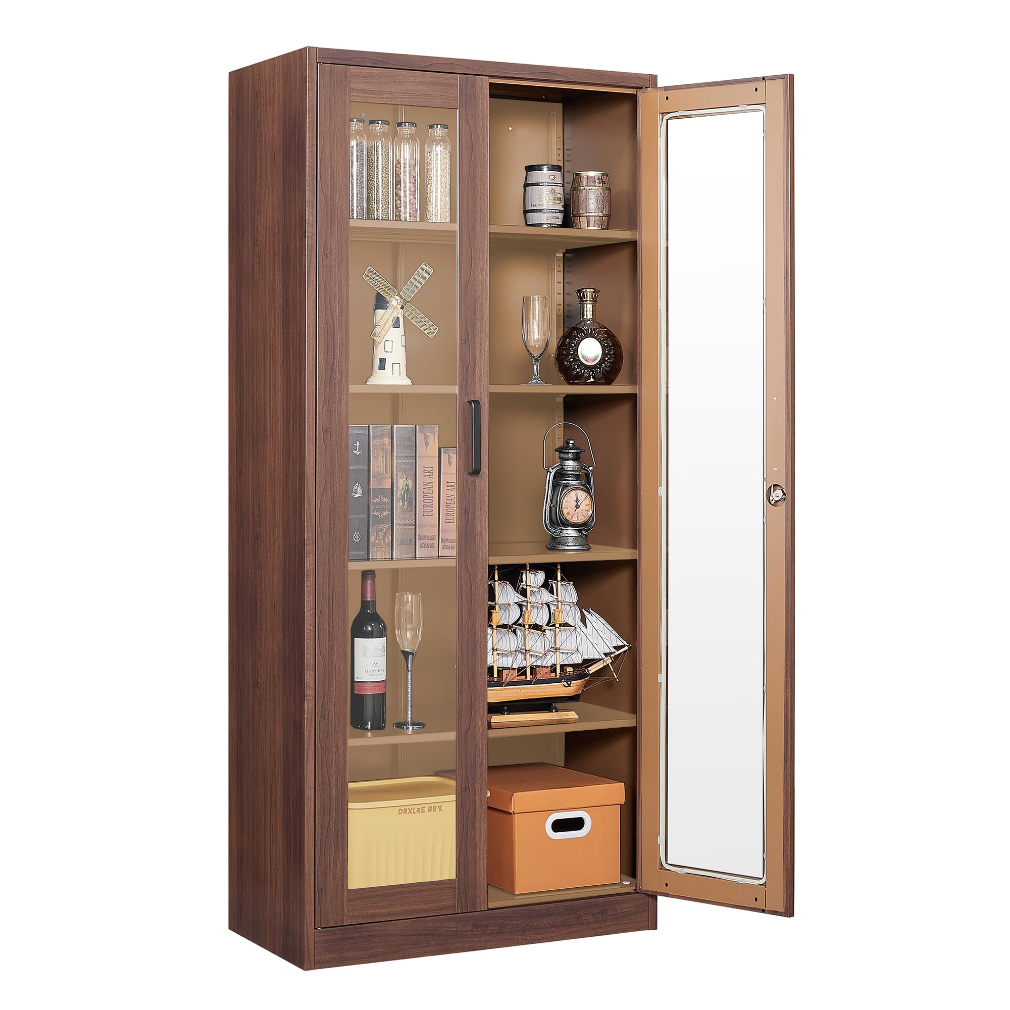 Amazon.com: LISSIMO Glass Display Cabinet,Metal Storage Cabinet